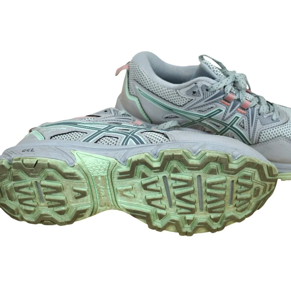 Asics Gel-Venture 8 Womens Trail Running Shoes Size 7 WIDE‎ Gray & Pink